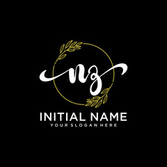 NZ Initial handwriting logo vector. Hand lettering for designs.