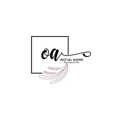 Initial letter OA beauty handwriting logo vector