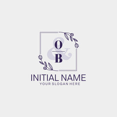 Initial letter OB beauty handwriting logo vector