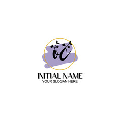 Initial letter OC beauty handwriting logo vector