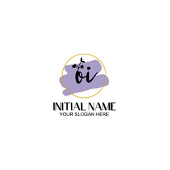Initial letter OI beauty handwriting logo vector