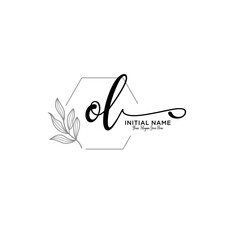 Initial letter OL beauty handwriting logo vector