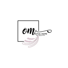 Initial letter OM beauty handwriting logo vector