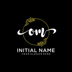 OM Initial handwriting logo vector. Hand lettering for designs.