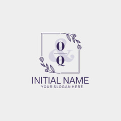 Obraz premium Initial letter OQ beauty handwriting logo vector