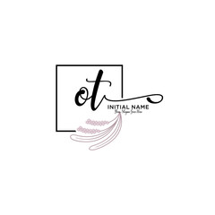 Initial letter OT beauty handwriting logo vector