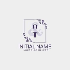 Initial letter OT beauty handwriting logo vector