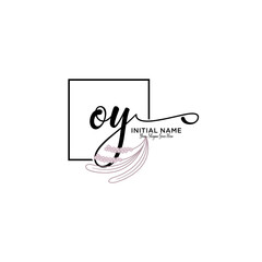Initial letter OY beauty handwriting logo vector