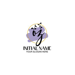 Initial letter OZ beauty handwriting logo vector