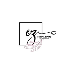 Initial letter OZ beauty handwriting logo vector