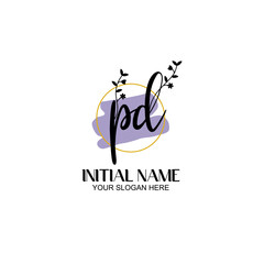 Initial letter PD beauty handwriting logo vector