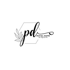 Initial letter PD beauty handwriting logo vector