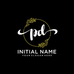 PD Initial handwriting logo vector. Hand lettering for designs.