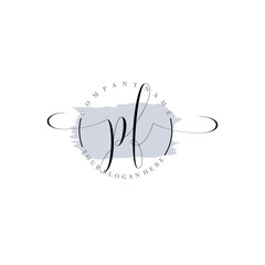 PF Initial handwriting logo vector. Hand lettering for designs.
