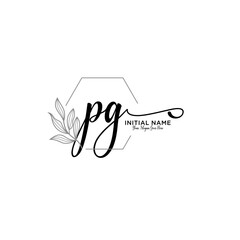 Initial letter PG beauty handwriting logo vector