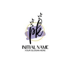 Obraz premium Initial letter PK beauty handwriting logo vector