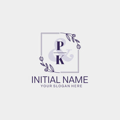 Initial letter PK beauty handwriting logo vector