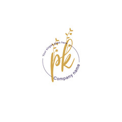 Initial letter PK beauty handwriting logo vector