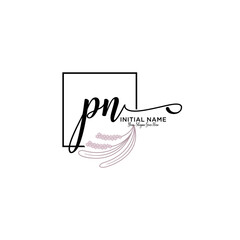 Initial letter PN beauty handwriting logo vector