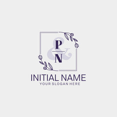 Initial letter PN beauty handwriting logo vector