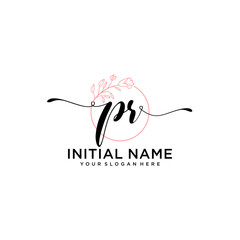 Initial letter PR beauty handwriting logo vector