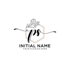 Initial letter PS beauty handwriting logo vector