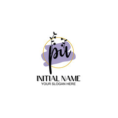 Initial letter PU beauty handwriting logo vector