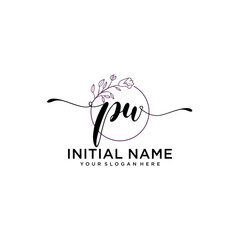 Initial letter PU beauty handwriting logo vector