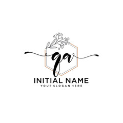 Initial letter QA beauty handwriting logo vector