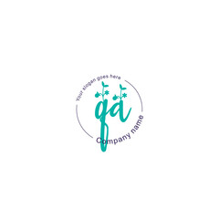 Initial letter QA beauty handwriting logo vector