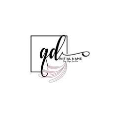Initial letter QD beauty handwriting logo vector