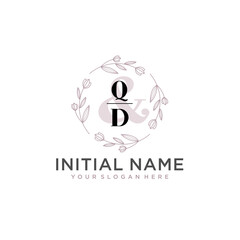 Obraz premium Initial letter QD beauty handwriting logo vector
