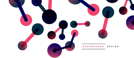 Abstract background. Round dots connected by lines. Trendy techno business template for wallpaper, banner, background or landing