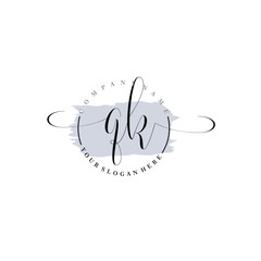 QK Initial handwriting logo vector. Hand lettering for designs.