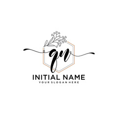 Initial letter QN beauty handwriting logo vector