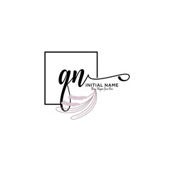 Initial letter QN beauty handwriting logo vector