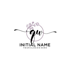 Initial letter QU beauty handwriting logo vector