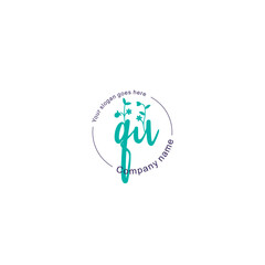 Initial letter QU beauty handwriting logo vector