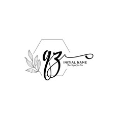 Initial letter QZ beauty handwriting logo vector