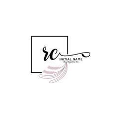 Initial letter RC beauty handwriting logo vector