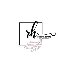 Initial letter RH beauty handwriting logo vector