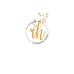 Initial letter RH beauty handwriting logo vector