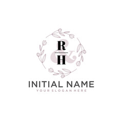 Initial letter RH beauty handwriting logo vector