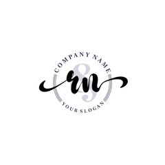 RN Initial handwriting logo vector. Hand lettering for designs.