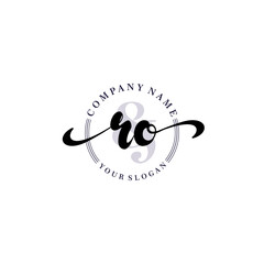 RO Initial handwriting logo vector. Hand lettering for designs.