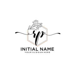 Initial letter RP beauty handwriting logo vector