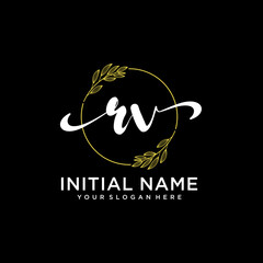 RV Initial handwriting logo vector. Hand lettering for designs.