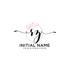 Initial letter RZ beauty handwriting logo vector