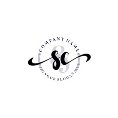 SC Initial handwriting logo vector. Hand lettering for designs.