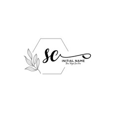 Initial letter SC beauty handwriting logo vector